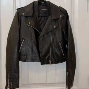 Faux Leather Jacket with Belt
